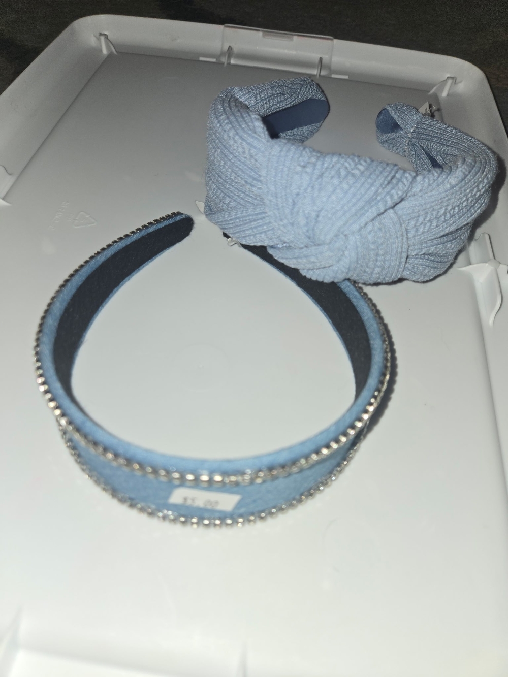 Light Blue Kids Headband Set with Knotted and Rhinestone Styles